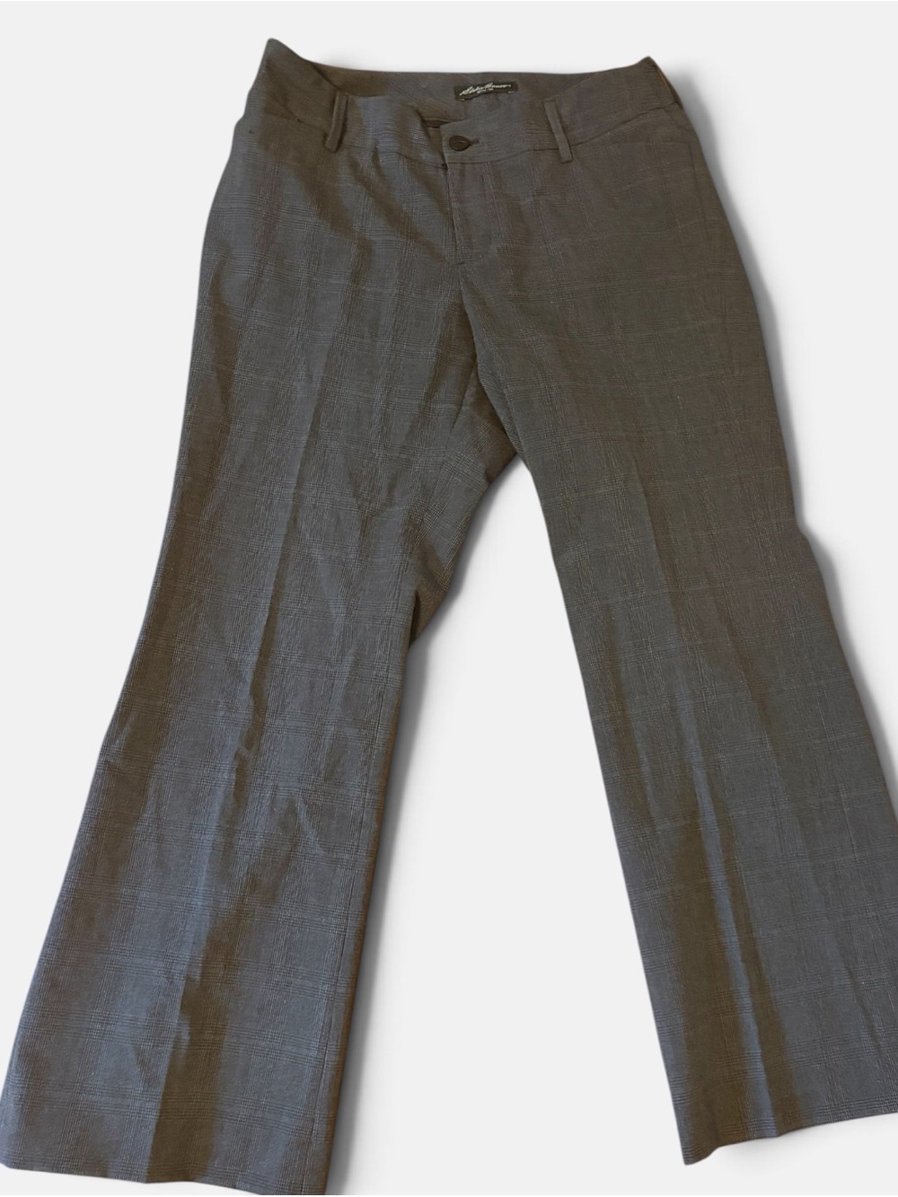 Eddie Bauer Straight-Leg Gray Plaid Dress Pants. Size 12p